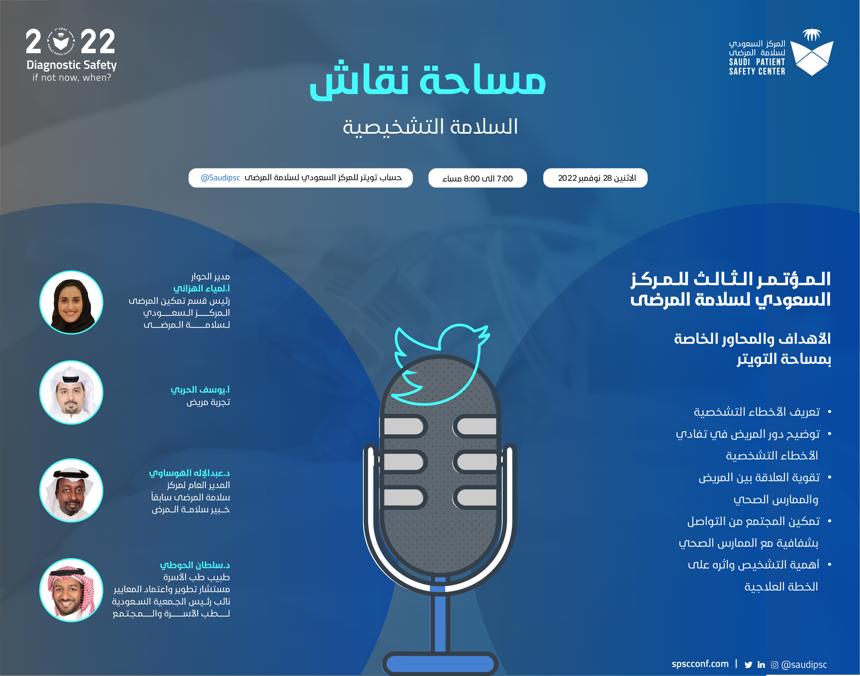 عقد المركز السعودي لسلامة المرضى مساحة نقاش عبر منصة تويتر الخاصة بالمركز