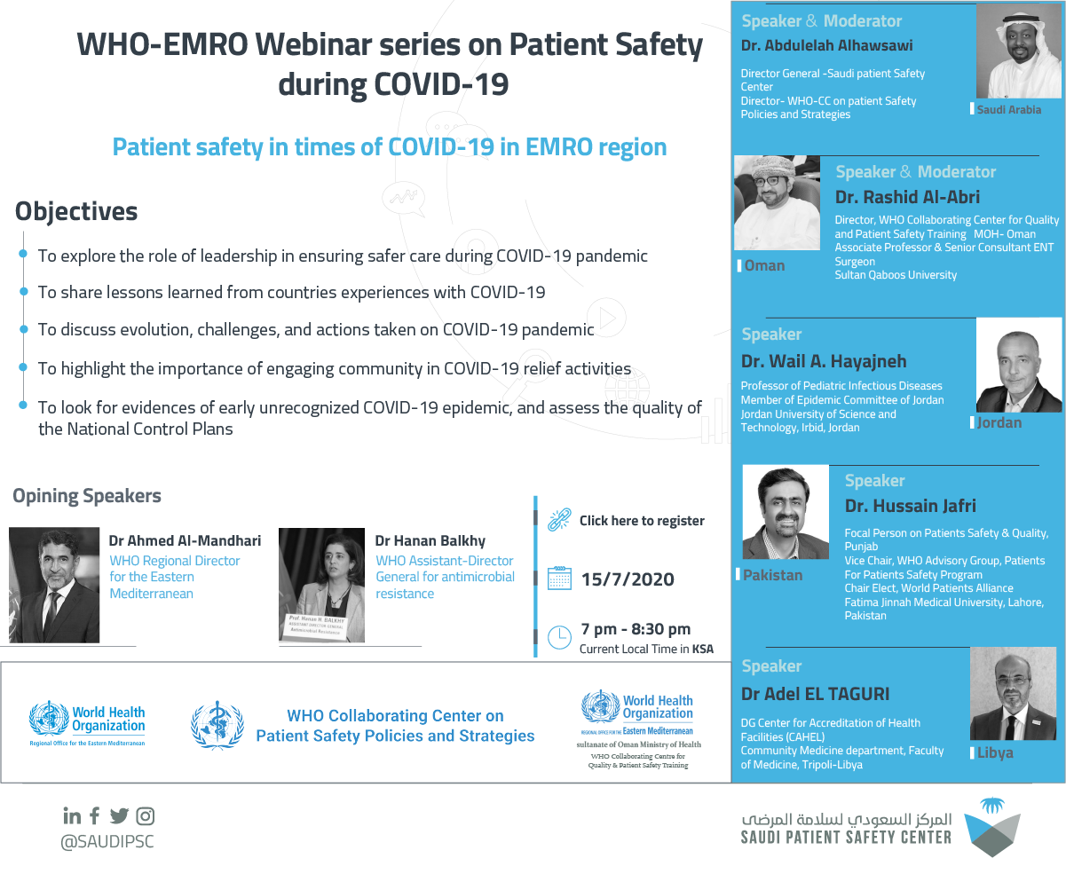 Webinar series on Patient Safety in collaboration with WHO-EMRO and WHOCC-OMAN